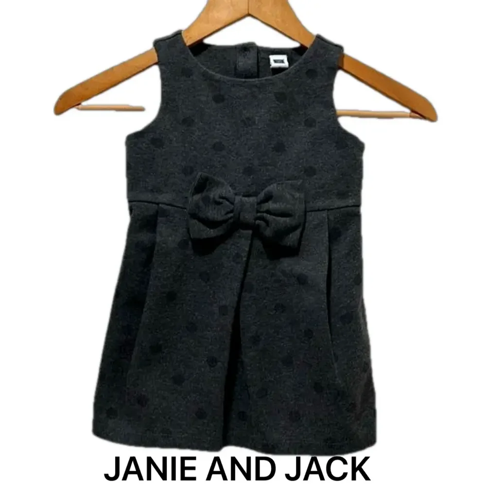 Janie and jack girls bow gray dress size 3 GUC